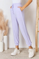 RISEN Full Size Drawstring Ultra Soft Knit Joggers