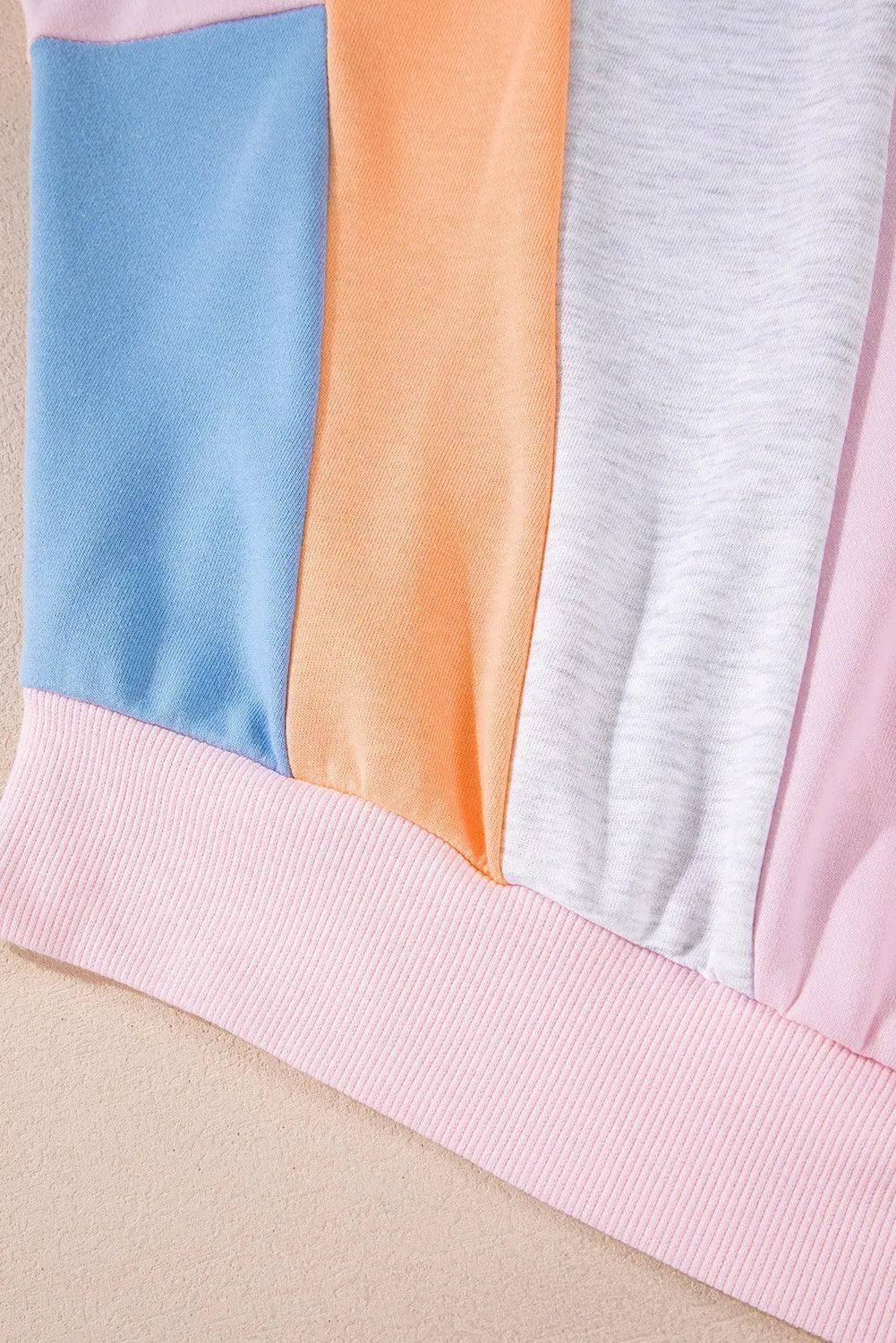 Color Block Round Neck Long Sleeve Sweatshirt