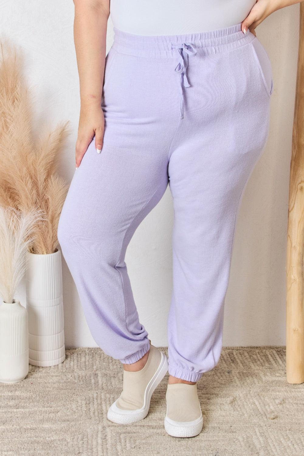 RISEN Full Size Drawstring Ultra Soft Knit Joggers