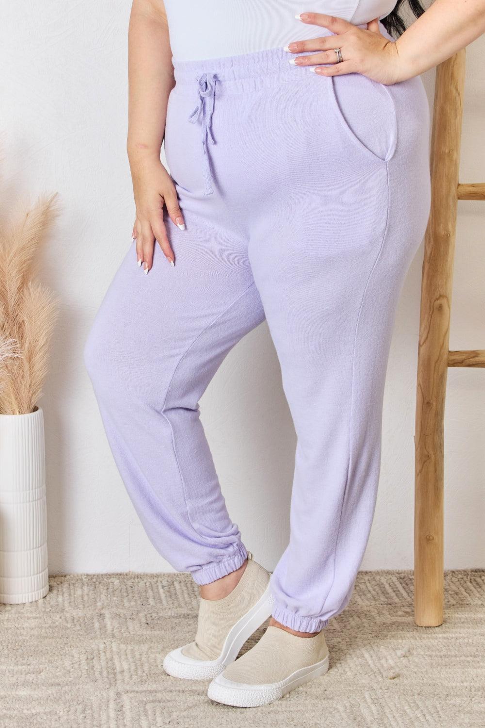 RISEN Full Size Drawstring Ultra Soft Knit Joggers