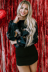 Animal Pattern Round Neck Long Sleeve Blouse - Admiresty