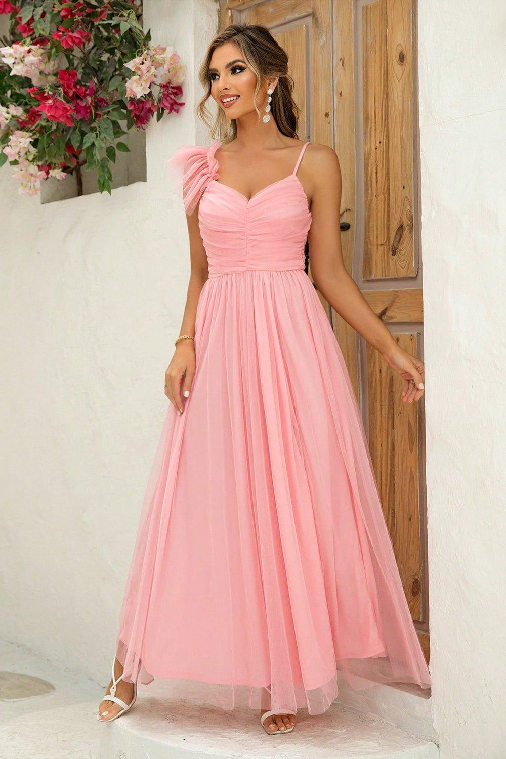 Asymmetrical Ruched Slit Dress - Admiresty