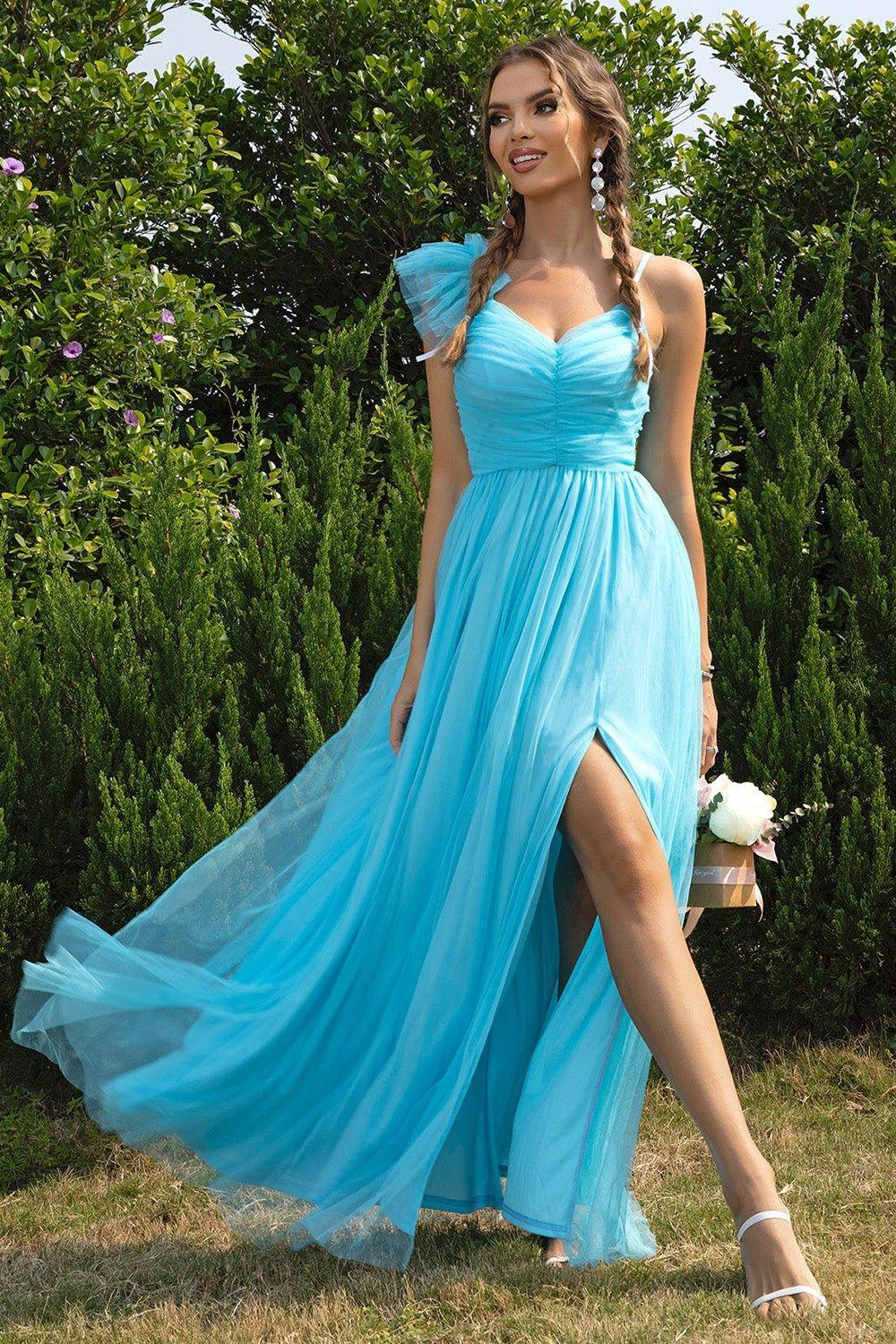 Asymmetrical Ruched Slit Dress - Admiresty