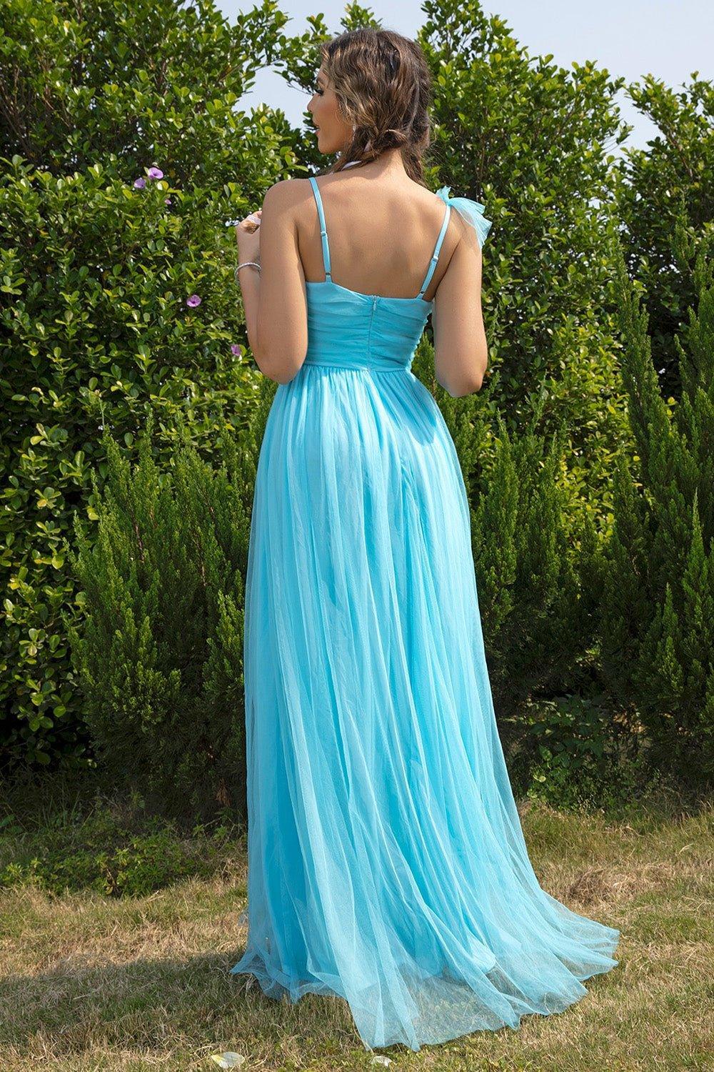 Asymmetrical Ruched Slit Dress - Admiresty