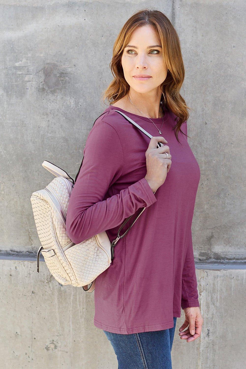 Basic Bae Full Size Round Neck Long Sleeve Top - Admiresty