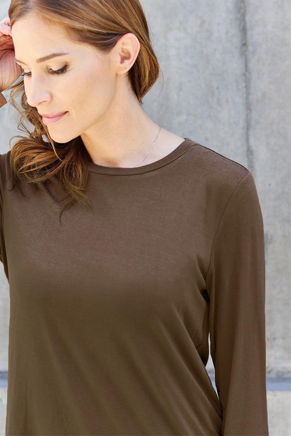 Basic Bae Full Size Round Neck Long Sleeve Top - Admiresty