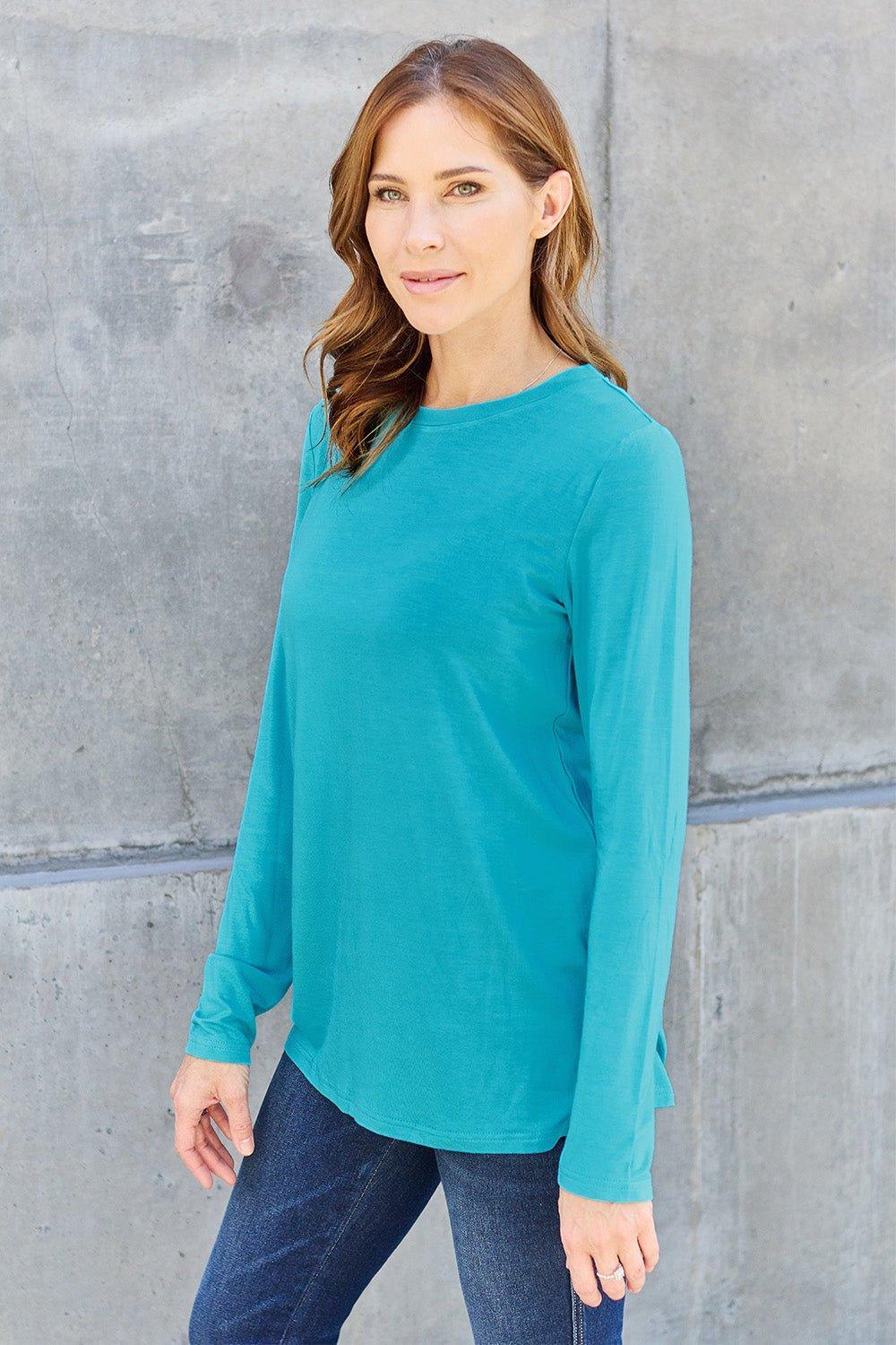 Basic Bae Full Size Round Neck Long Sleeve Top - Admiresty