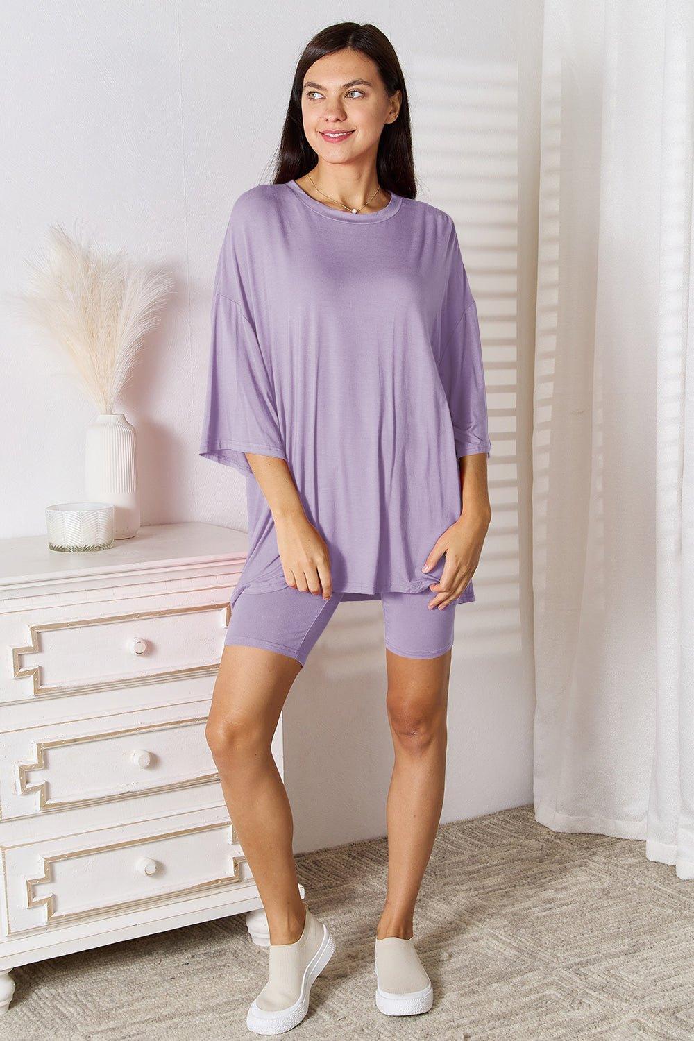 Basic Bae Full Size Soft Rayon Three - Quarter Sleeve Top and Shorts Set - Admiresty