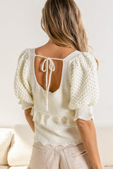 BiBi Tassel Detail Textured Square Neck Sweater - Admiresty