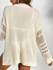 Cutout Notched Long Sleeve Cover - Up - Admiresty